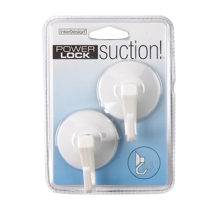 Interdesign iDesign 2 in. L White Plastic Small and Medium Power Lock Suction! Hook 2 lb. cap. 2 pk 17601